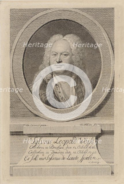 Portrait of Sylvius Leopold Weiss (1686-1750), 1750. Creator: Denner, Balthasar (1685-1749).