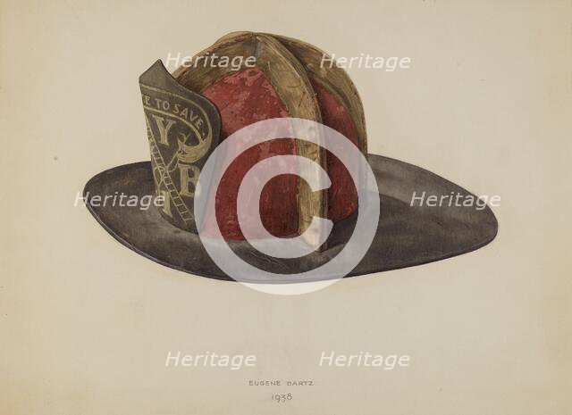 Fireman's Helmet, 1938. Creator: Eugene Bartz.