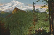 'The Road at Rickseeker Point, Mount Rainier in the Distance, Washington', c1916. Artist: Asahel Curtis.