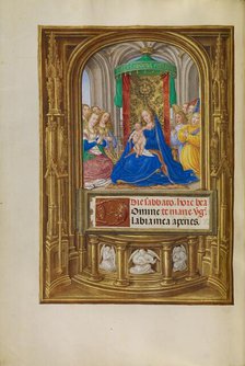 The Virgin and Child Enthroned; Spinola Hours, about 1510-1520. Creator: Master of James IV of Scotland.