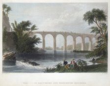 Viaduct on the Baltimore & Washington Railroad, c1838. Artist: Henry Adlard