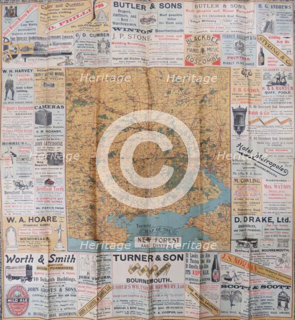 Tourist Map of the New Forest and District, c1900. Creator: Unknown.