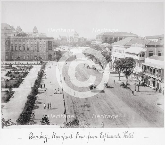 Bombay Rampart Row, from Esplanade Hotel, Late 1860s. Creator: Samuel Bourne.