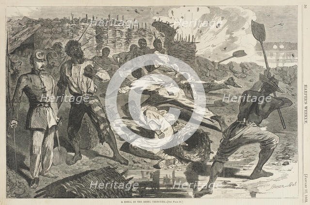 A Shell in the Rebel Trenches, 1863. Creator: Unknown.
