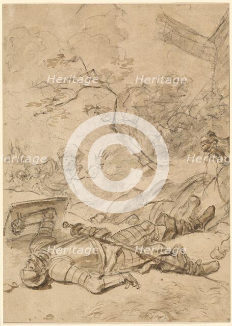 Don Quixote Defeated by the Windmill, 1780s. Creator: Jean-Honore Fragonard.
