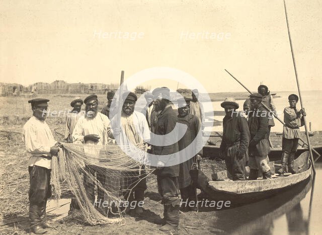 Fishermen on Lake Zaisan, 1909. Creator: Nikolai Georgievich Katanaev.