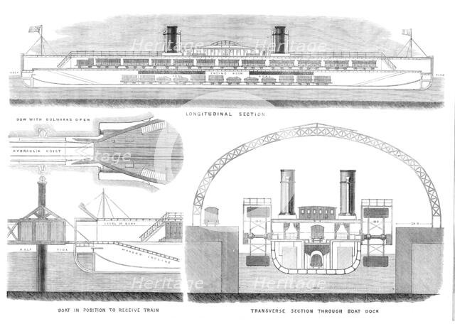 The Channel Railway Ferry: sections of the proposed steam-boat, 1870. Creator: Unknown.