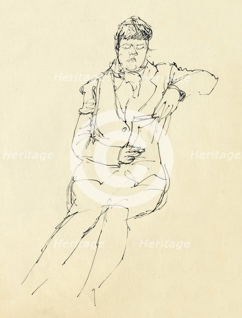 Seated woman reading, 1953. Creator: Shirley Markham.