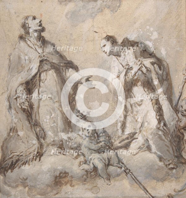 Two Saints (Pope and Bishop?), 17th century. Creator: Anon.