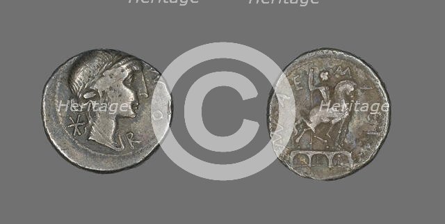 Denarius (Coin) Depicting the Goddess Roma, 114-113 BCE. Creator: Unknown.