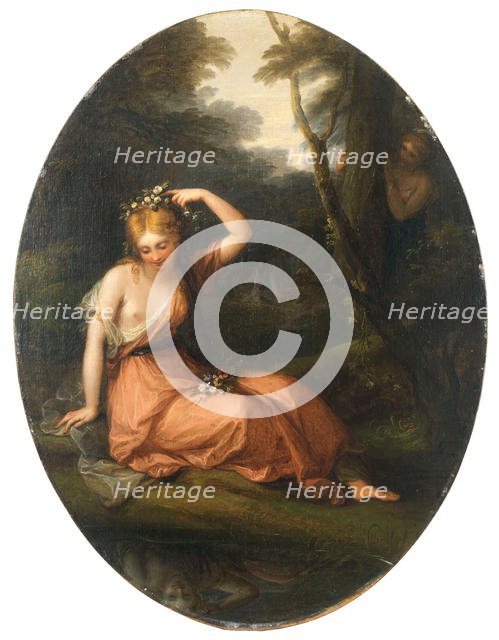 Silvia, decorating herself with flowers while observed by Daphne, 1783. Creator: Kauffmann, Angelika (1741-1807).