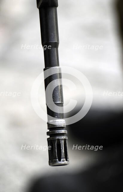 Firearm detail, soldier at the Western Wall, Jerusalem, Israel, 2013. Creator: LTL.