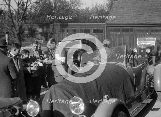 Bugatti Type 43 taking part in the Bugatti Owners Club car teasure hunt, 25 October 1931. Artist: Bill Brunell.