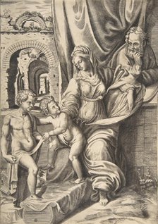 The Holy Family and the infant John the Baptist, 1531-76., 1531-76. Creator: Giulio Bonasone.