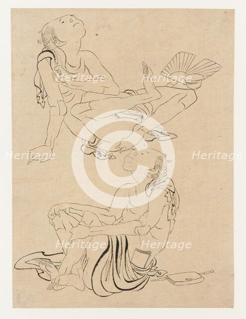 Two men relaxing in summer, Edo period, 19th century. Creator: Hokusai.