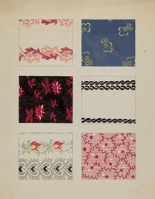 Materials from Quilt, c. 1936. Creator: Dorothy Posten.