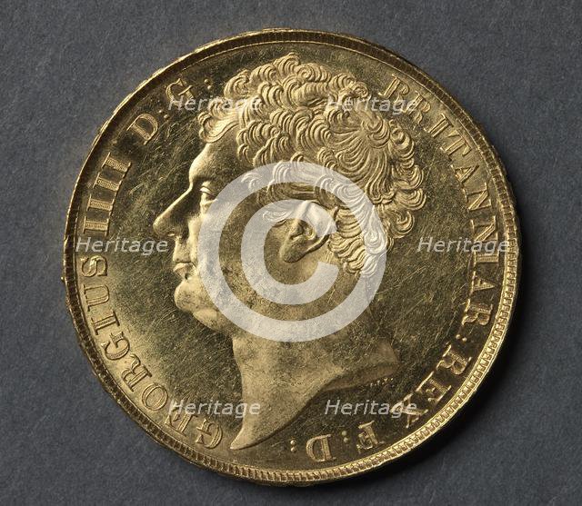 Two Pounds (obverse), 1823. Creator: Francis Legatt Chantrey (British, 1781-1841), after a design by ; J. B. Merlen (British).