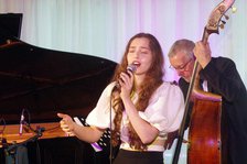 Anais Reno and Dave Green, Anais Reno Quartet, Watermill Jazz Club, Dorking, Surrey, July 2024. Creator: Brian O'Connor.
