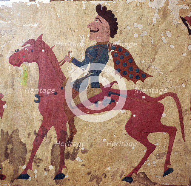 Detail of a horseman from felt Scythian wall-hanging. Artist: Unknown