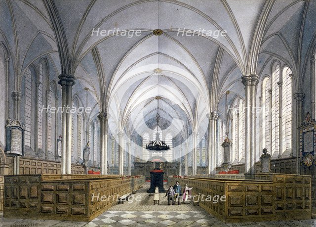 Interior view of Temple Church, London, 1811.                           Artist: George Shepherd
