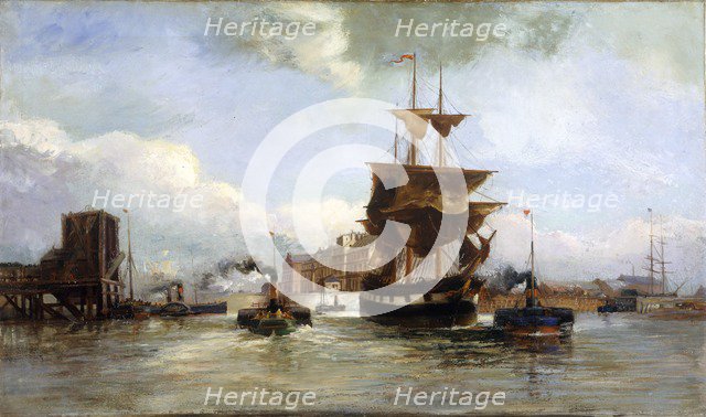 'Leaving West Bute dock, Cardiff', 1861-1916. Artist: Richard Short