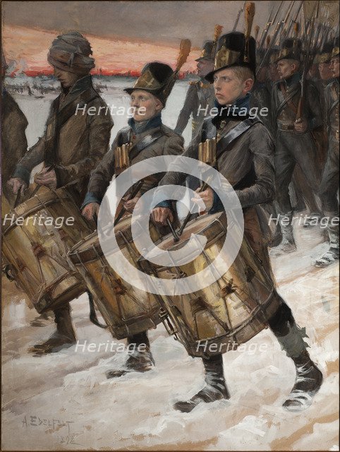 March of the Pori Regiment (Porilaisten Marssi), 1892. Artist: Edelfelt, Albert Gustaf Aristides (1854-1905)