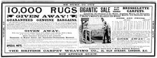 Advertisement for the British Carpet Weaving Co., 1898. Creator: Unknown.