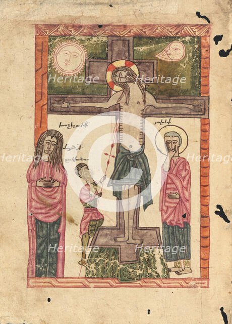 The Crucifixion; Gospel Book, 1583. Creator: Ghoukas.