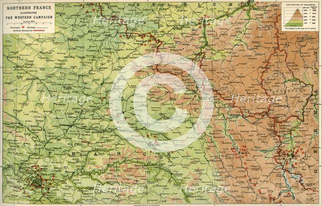 'Northern France Illustrating the Western Campaign', 1914, (c1920).  Creator: John Bartholomew & Son.