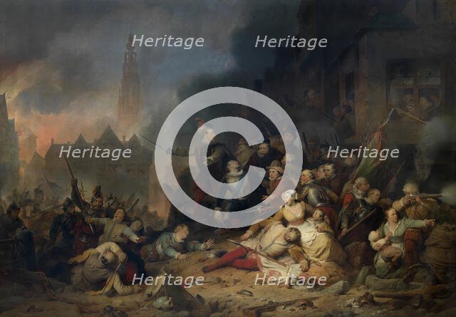 The Spanish Fury at Antwerp, 1837. Creator: Braekeleer, Ferdinand de, the Elder (1792-1883).