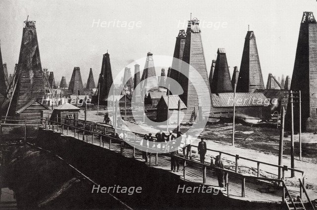 Oil wells at Baku on the Caspian Sea, Russia, c1890. Artist: Dmitri Ivanovich Yermakov
