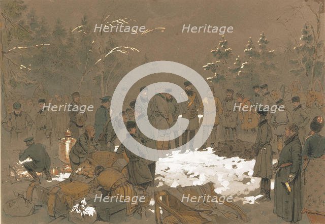 The Bear Hunt of Tsar Alexander II, 1872. Creator: Zichy, Mihály (1827-1906).