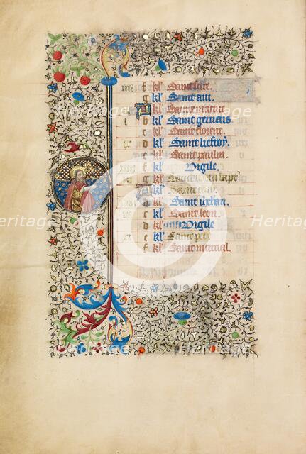 June Calendar Page: Saint John the Baptist; Book of Hours, about 1440-1450. Creator: Workshop of the Bedford Master.