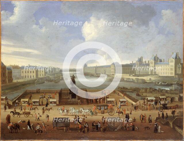 Pont-Neuf, seen from entrance to Place Dauphine, Malaquais quay with College des..., c1666 and 1669. Creator: Unknown.