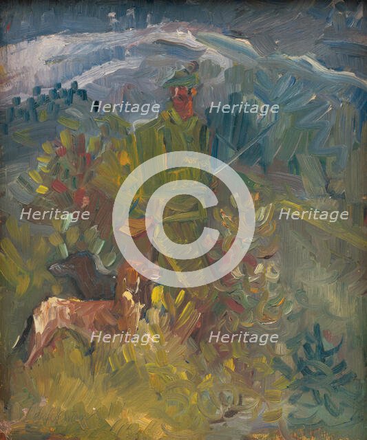 Hunter with Two Dogs, 1940-1944. Creator: Arnold Peter Weisz-Kubincan.
