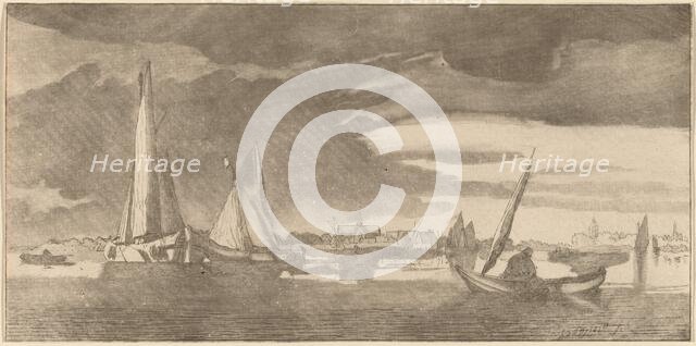 River with Town, 1775. Creator: Bernhard Schreuder.