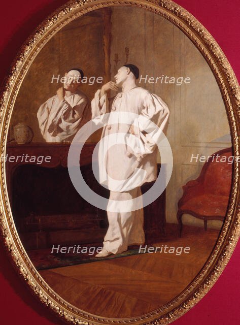 The mime actor Charles Deburau (1829-1873), in Pierrot's costume, c1850. Creator: Jean Pezous.