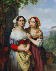 Two girls in a landscape, 1842. Creator: Johann Nepomuk Ender.