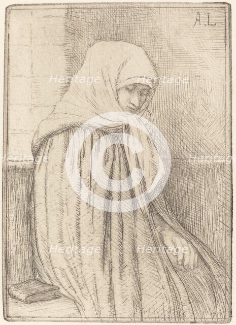 Young Peasant Seated in a Church (Jeune paysanne assise dans une eglise). Creator: Alphonse Legros.