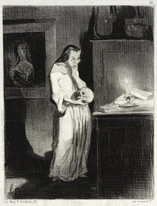 Femme de lettre humanitaire se livrant sur l'homme..., 1844. Creator: Honore Daumier.