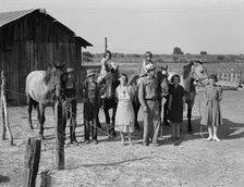 Chris Adolf, his wife, six of their eight children and his teams, Washington, Yakima Valley, 1939. Creator: Dorothea Lange.