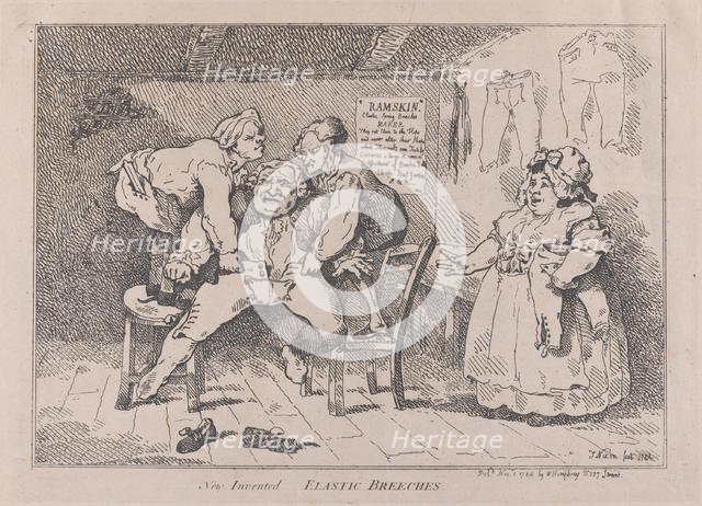 New Invented Elastic Breeches, November 1, 1784., November 1, 1784. Creator: Thomas Rowlandson.