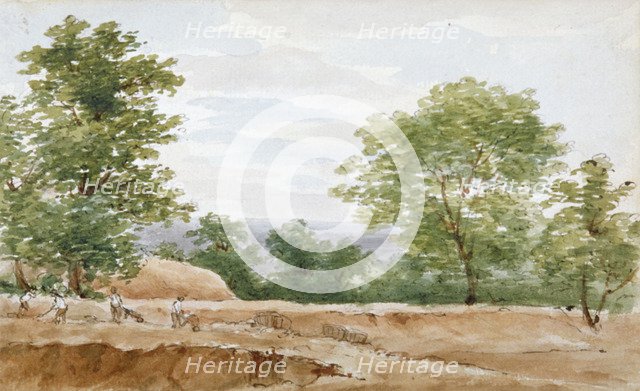 View from the excavations of Highgate Tunnel, London, 1812. Artist: George Arnald