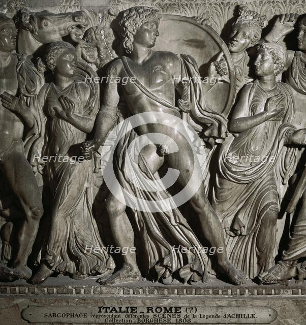 Attic sarcophagus depicting Achilles in the Court of King Lycomedes, Greek, c240 (2008).  Creator: Unknown.