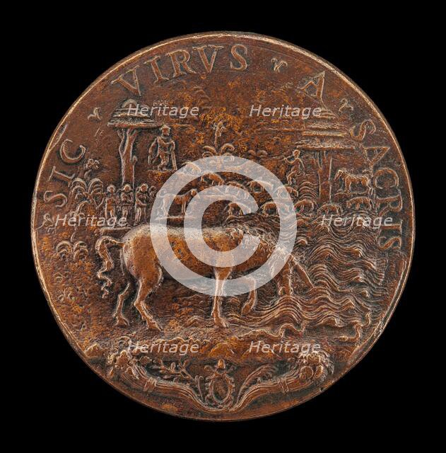 Unicorn in a Landscape [reverse], mid 16th century. Creator: Unknown.