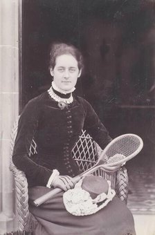 Miss Mary Millais with Tennis Racket, from an album compiled by Sir John Everett Millais. Creator: Unknown.