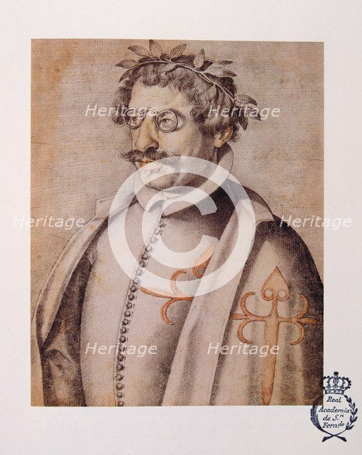 Francisco de Quevedo y Villegas (1580-1645), Spanish writer, portrait in the 'Book of description…