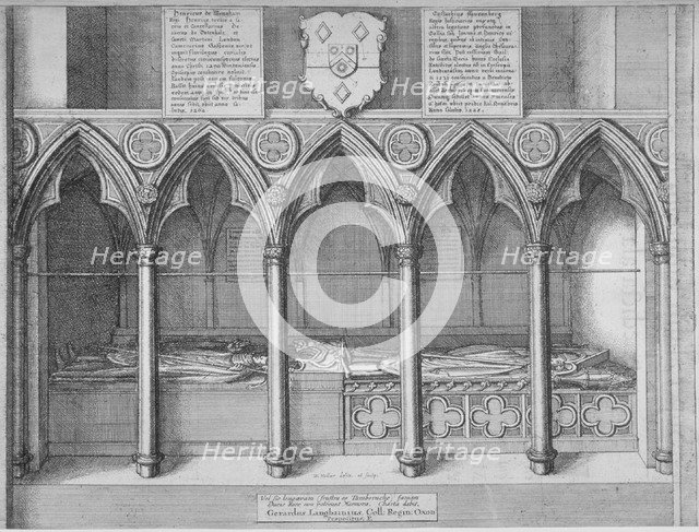 Tombs of two Bishops of London in old St Paul's Cathedral, City of London, 1656. Artist: Wenceslaus Hollar