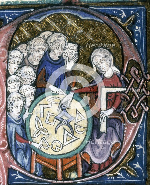 A woman teaching geometry, 1350. Creator: Unknown.