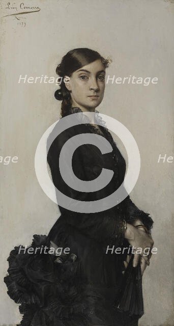 Portrait of Jacqueline Comerre-Paton in a black dress, 1879. Creator: Leon Francois Comerre.